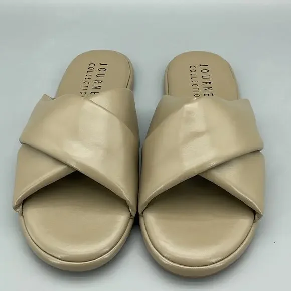 NEW Journee Collection Women’s Addilynn Puff Flat Sandals Green Size 9 - Picture 3 of 10